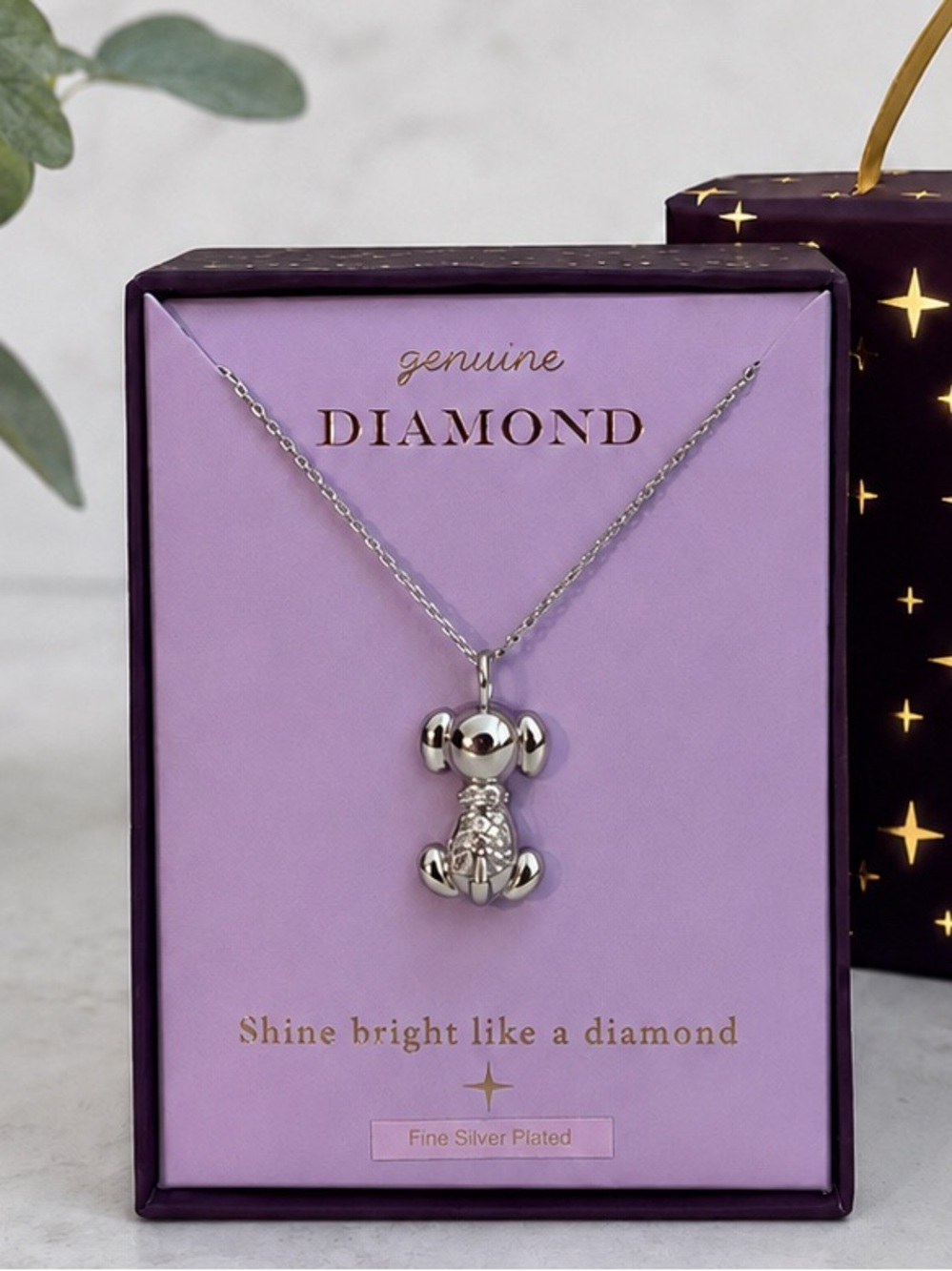Forever Radiant Silver-Plated Diamond Accent Puppy Pendant Necklace - Silver